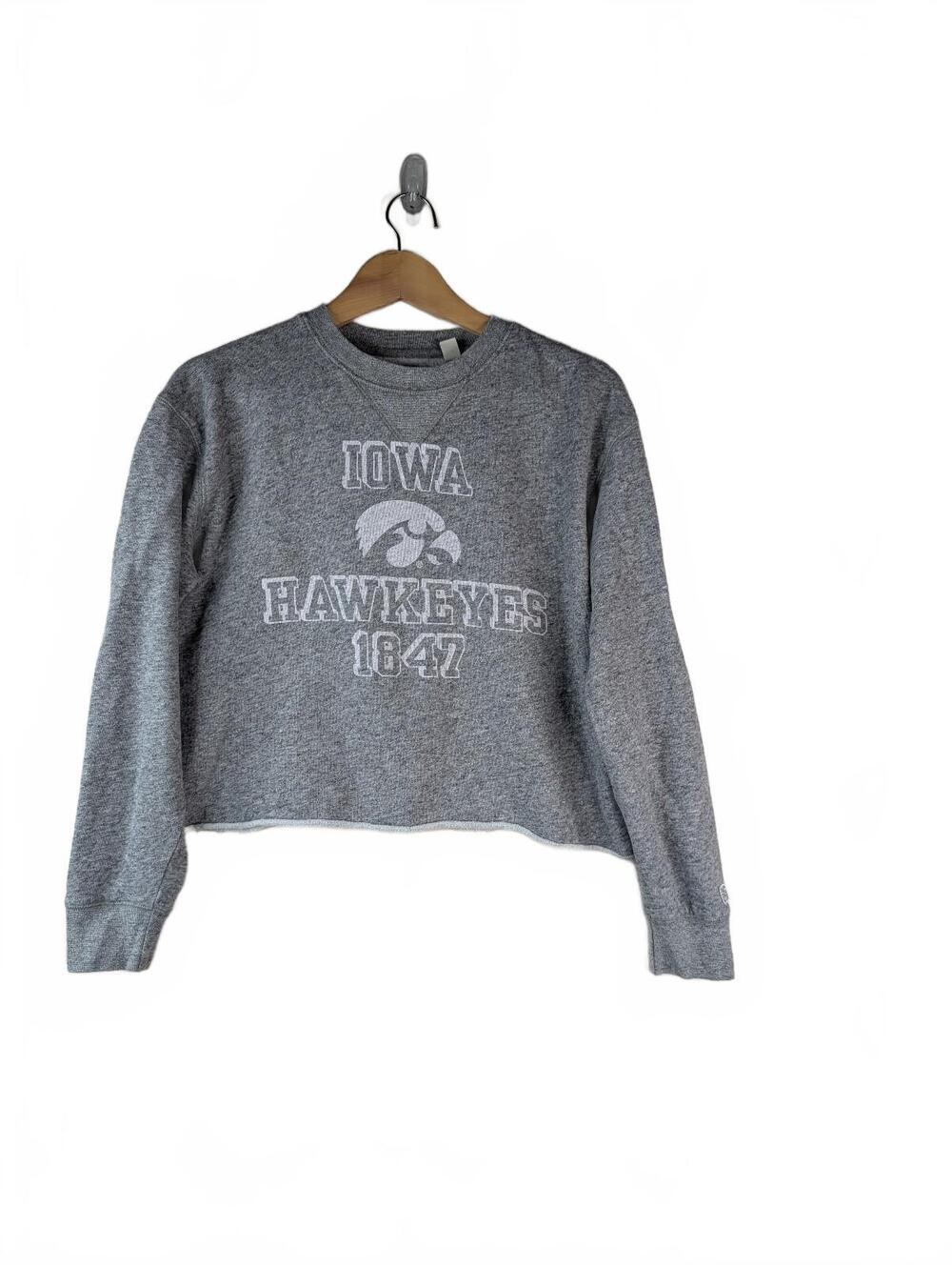 Tailgate Iowa Hawkeyes Cropped Crewneck Sweatshirt XS Gray
